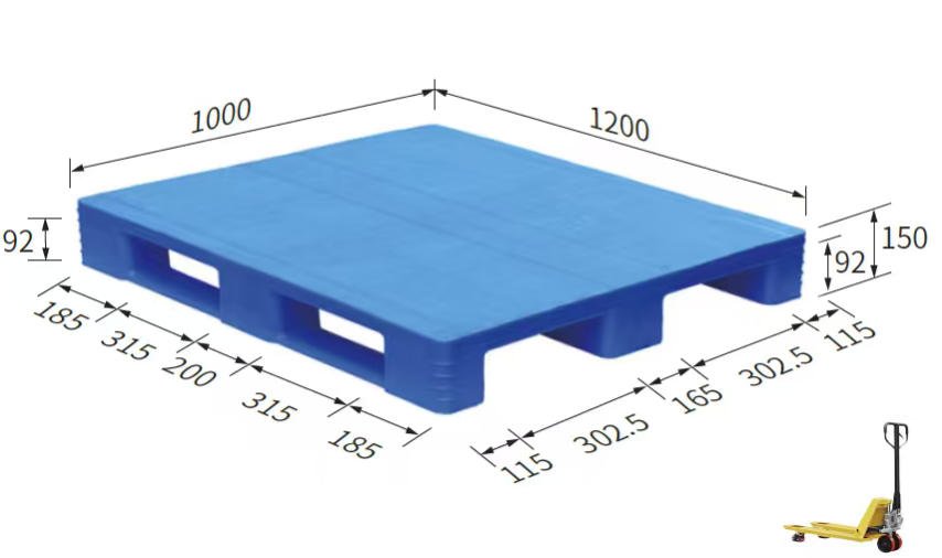Hygienic 3-Runner Plastic Pallet XYJ-1210H-CP – 1200×1000×150mm